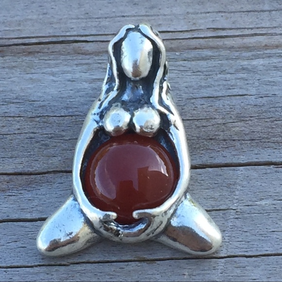 Goddess of Abundance Pendant .925 Sterling Silver w/ genuine Carnelian gem USA - Picture 12 of 13